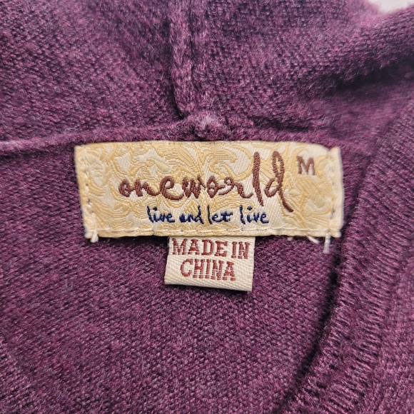 Y2K Vintage One World Rhinestone Full Zip Hoodie Gothic Grunge Size Medium - Picture 10 of 13